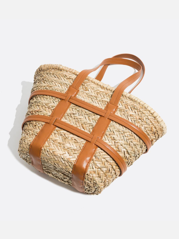 Cabas en osier et cuir