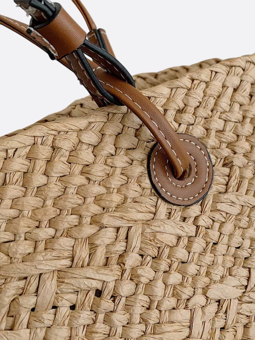 Cabas en paille et cuir