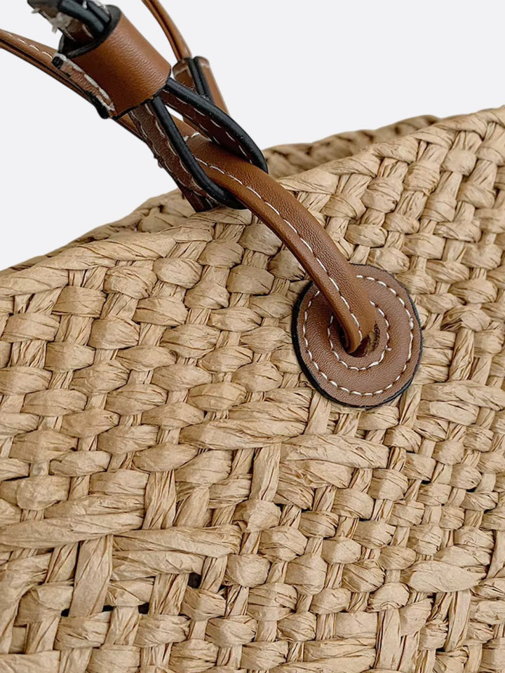 Cabas en paille et cuir