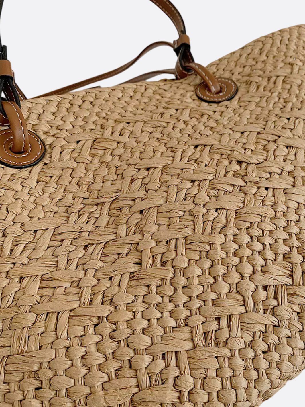 Cabas en paille et cuir