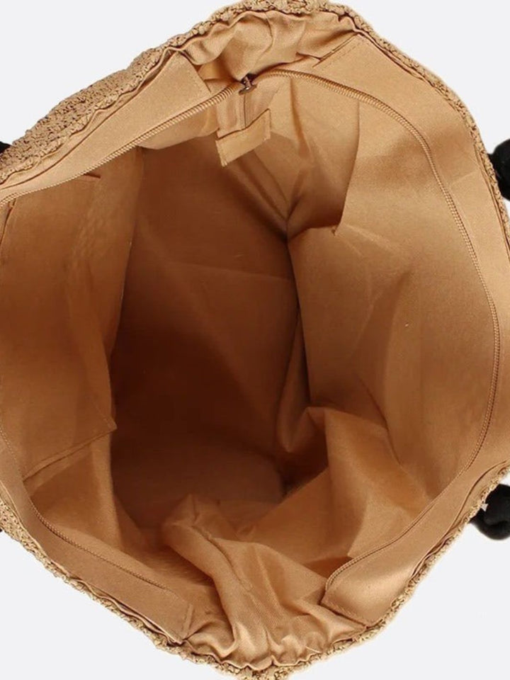 Sac d'épaule en paille type cabas