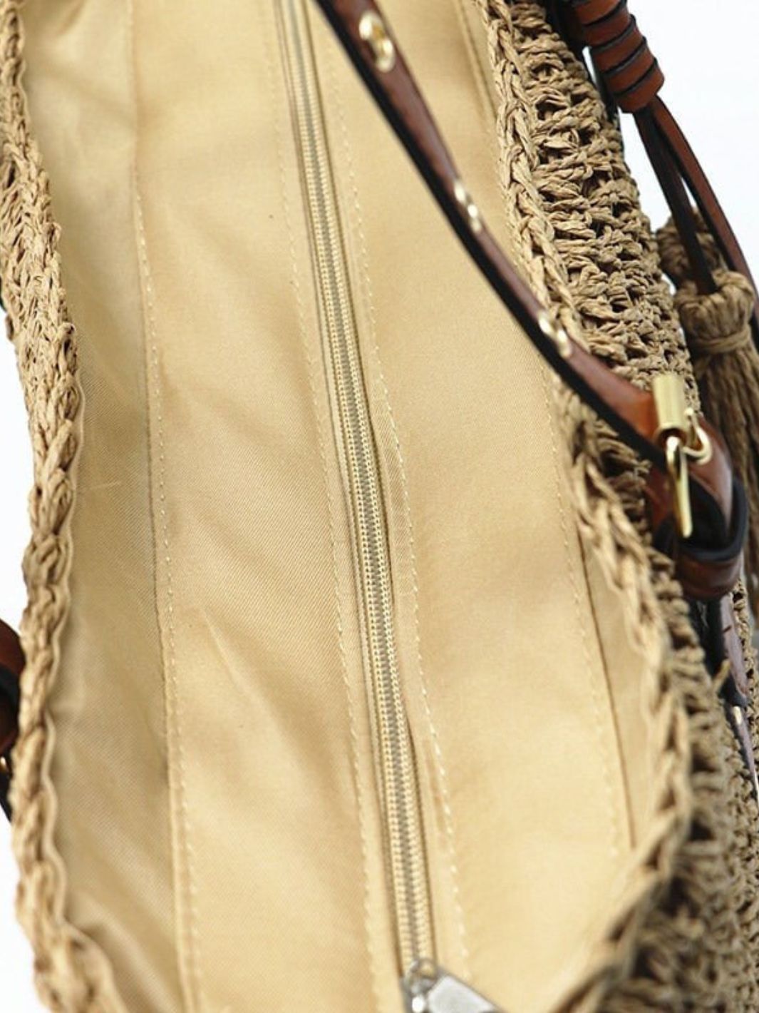 Panier cabas en paille et cuir