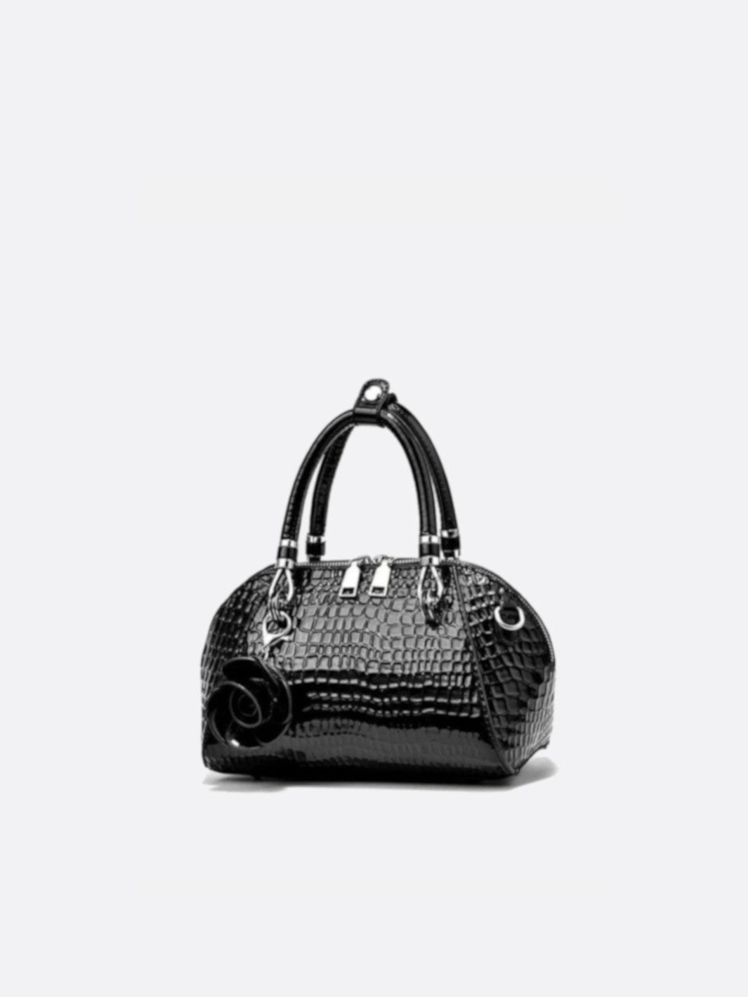 Sac à main effet croco noir