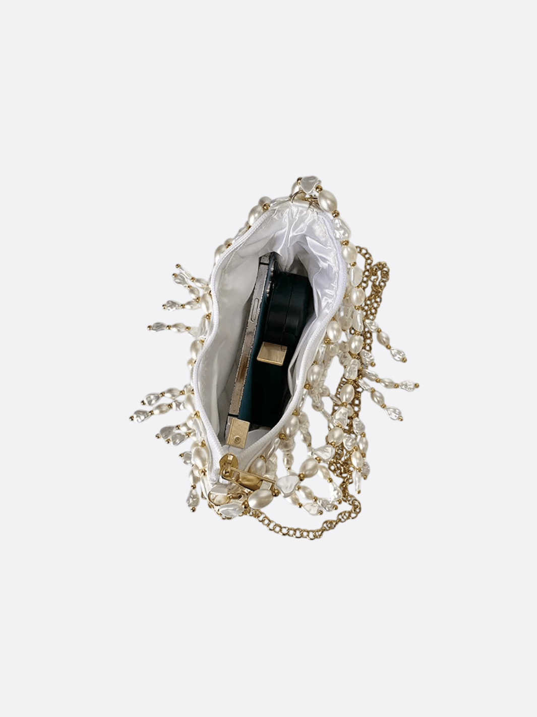 Sac avec perles blanches