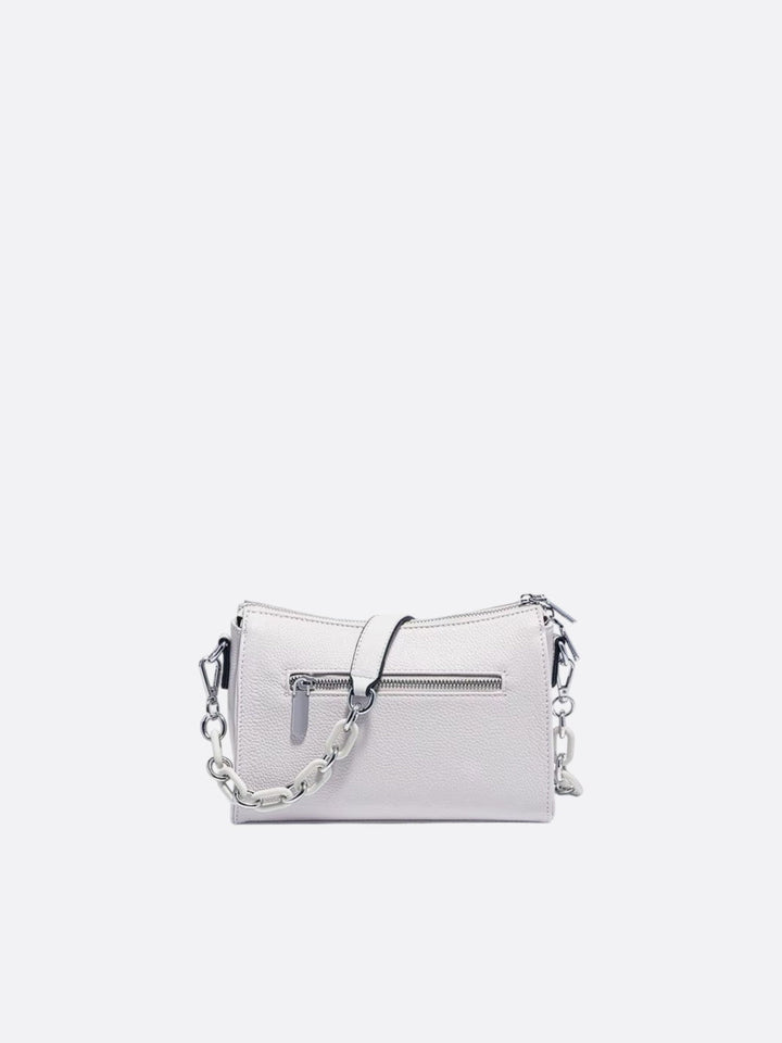 Sac bandoulière en cuir gris clair<br>Selina