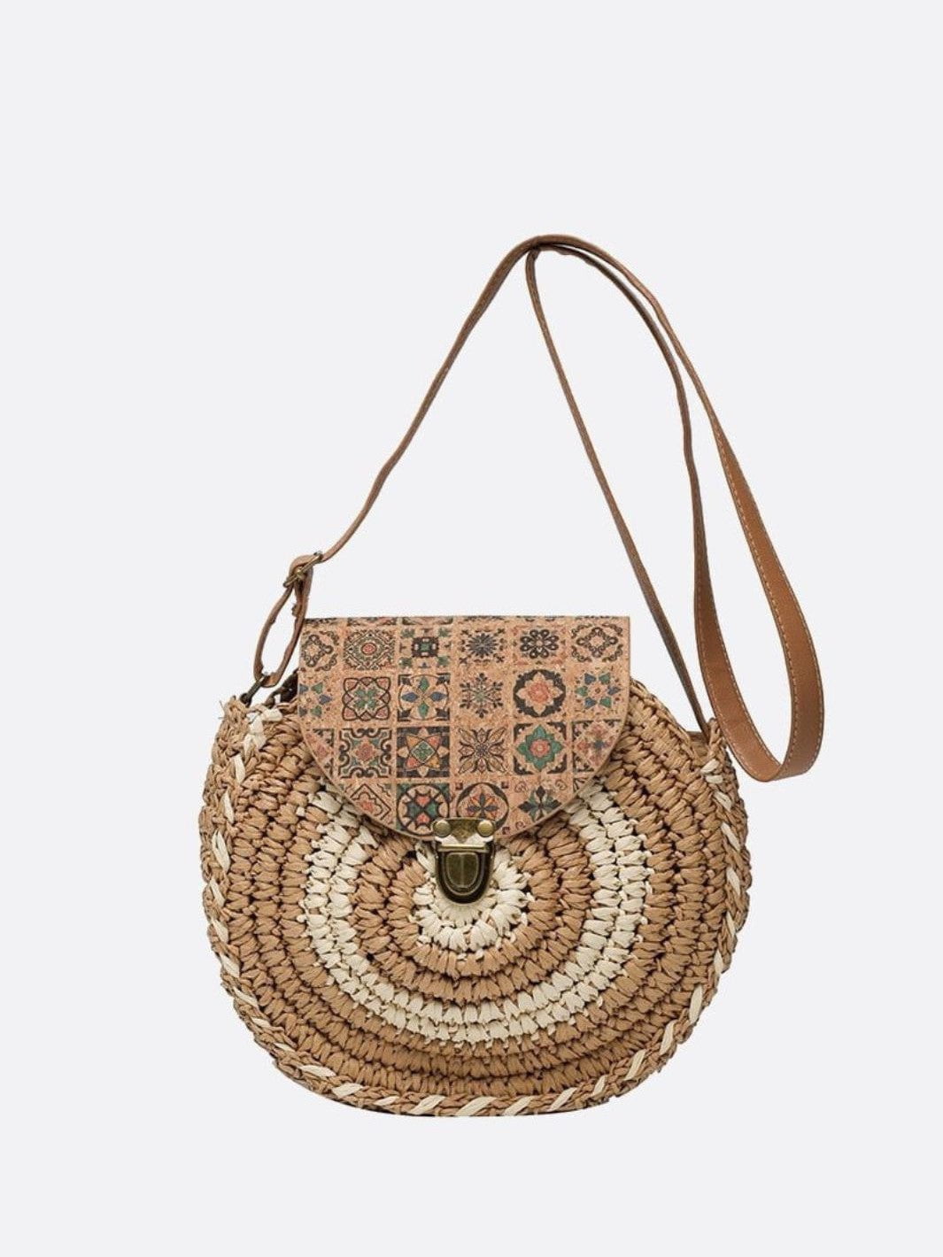 sac paille kaki