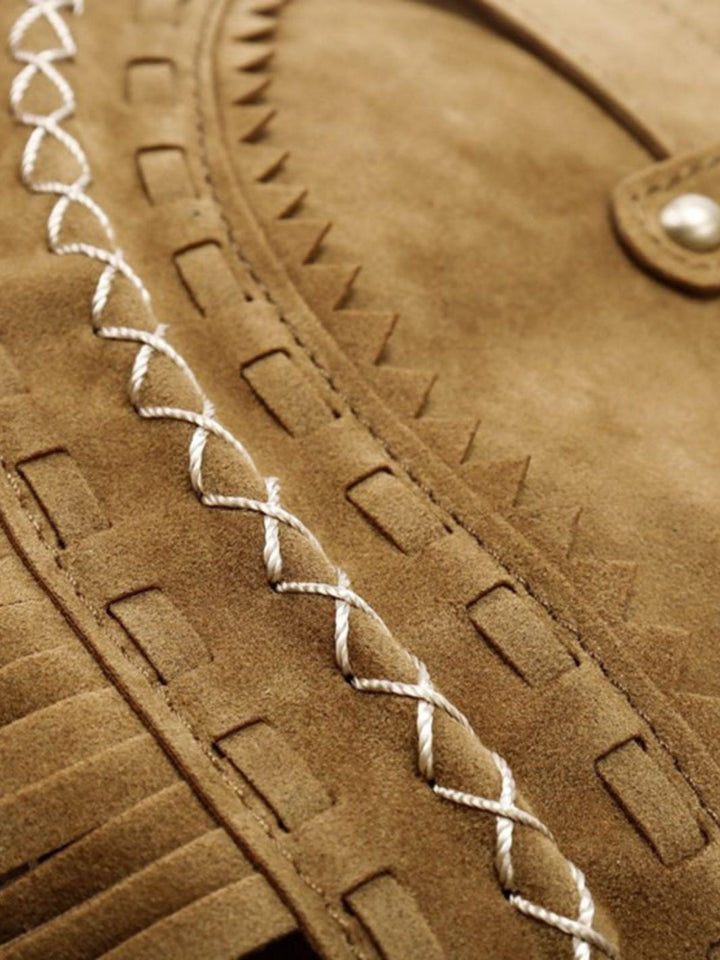 Sac besace daim à franges