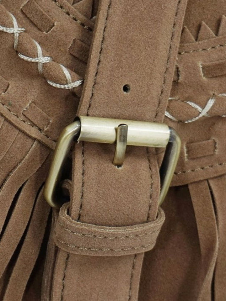Sac besace daim à franges
