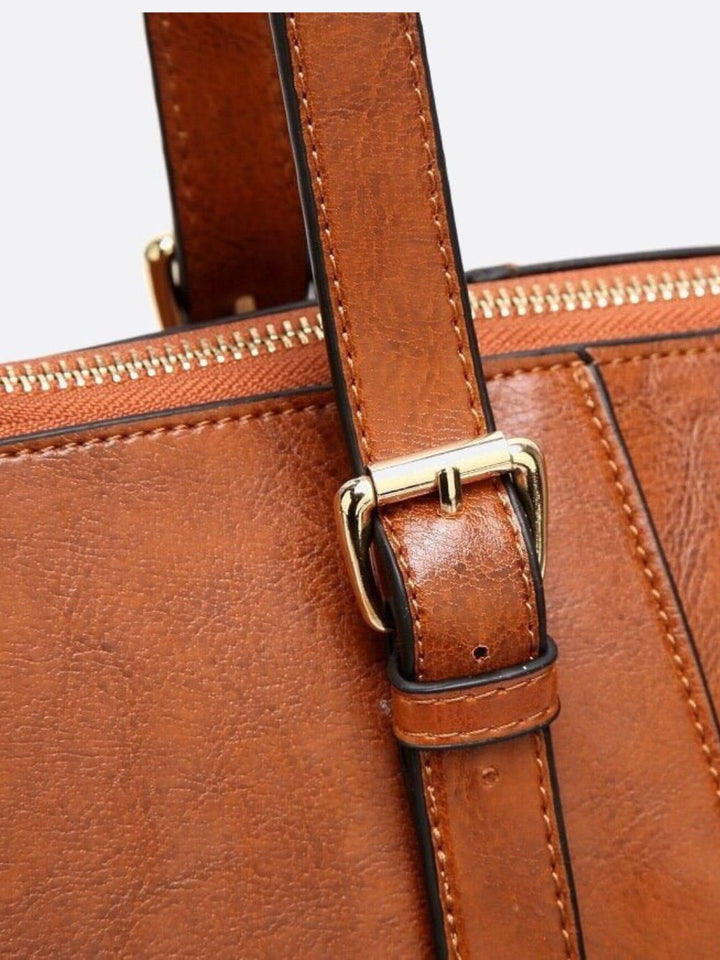 Sac cabas camel en cuir