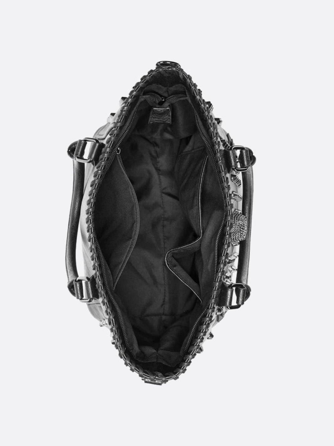 Sac cabas cuir noir clouté