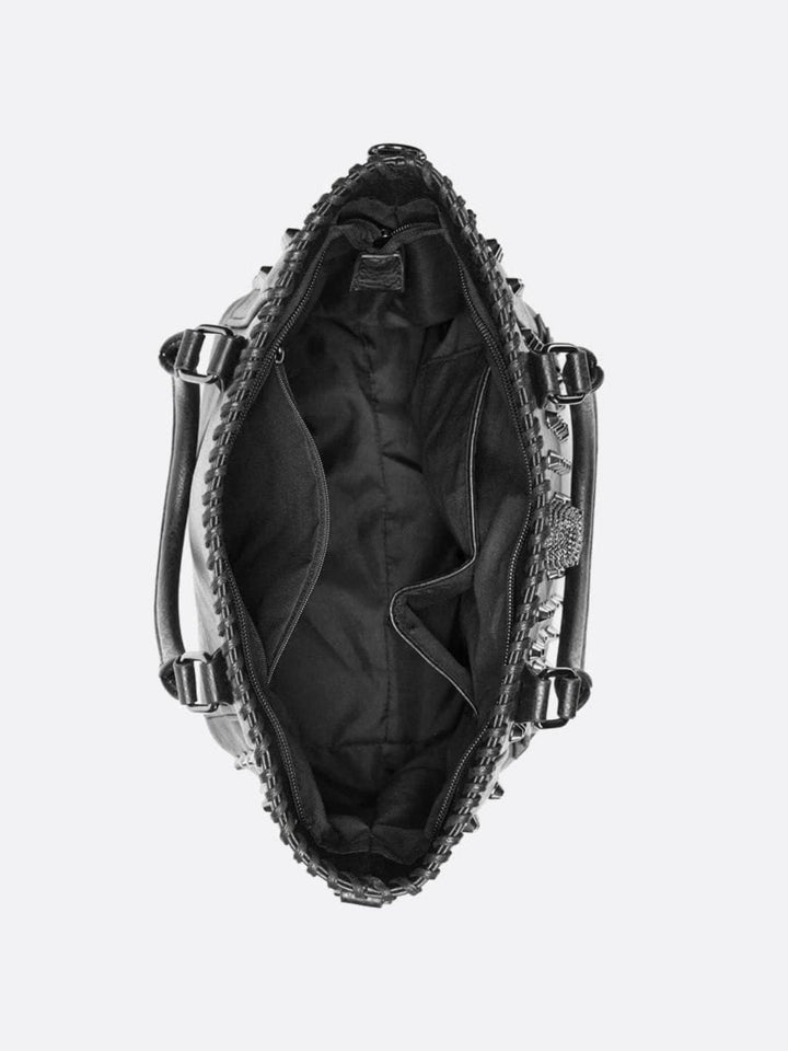 Sac cabas cuir noir clouté
