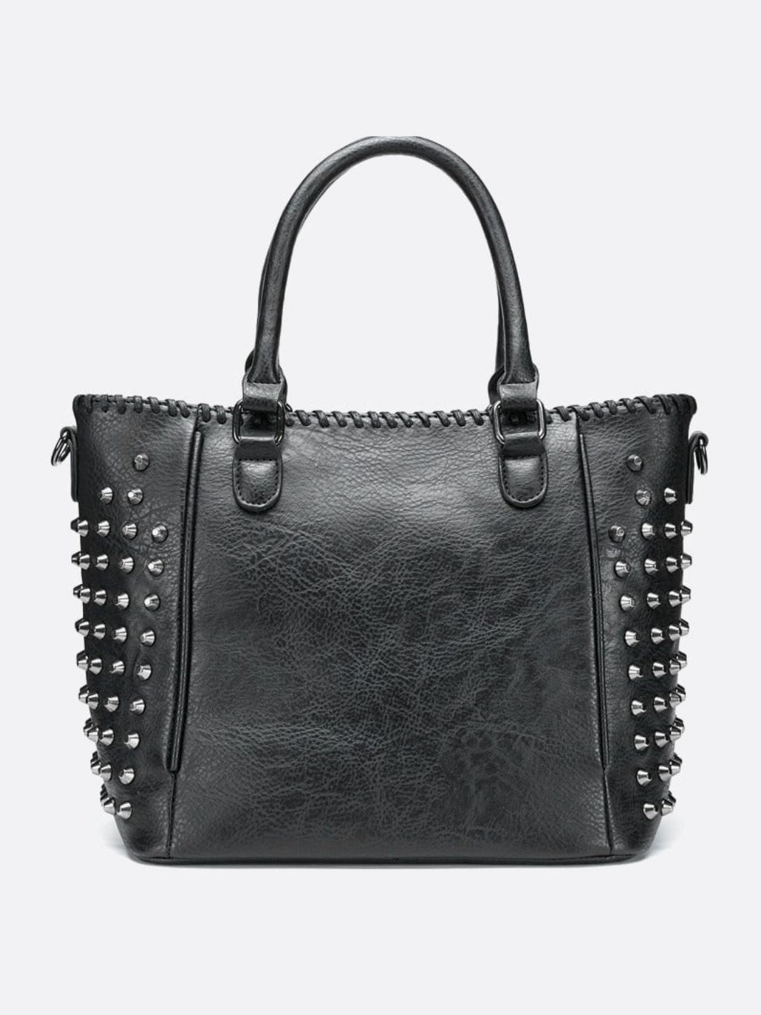 Sac cabas cuir noir clouté