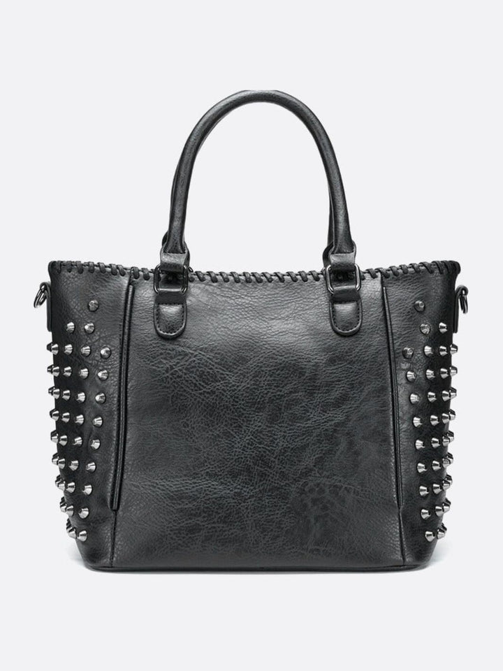 Sac cabas cuir noir clouté
