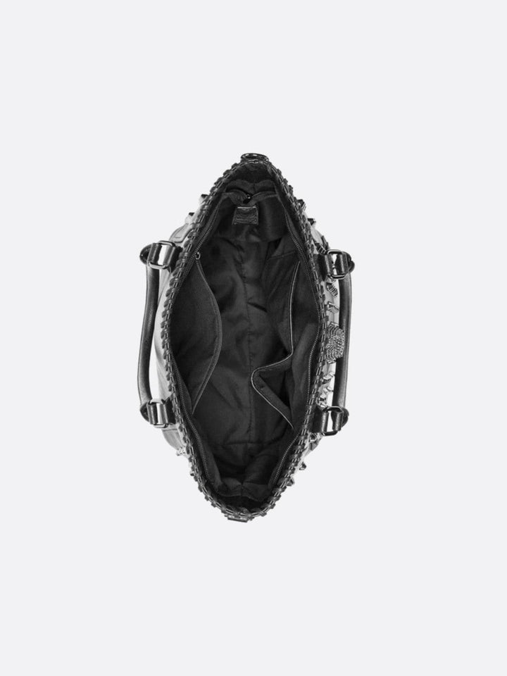 Sac cabas cuir noir clouté<br>Deymos