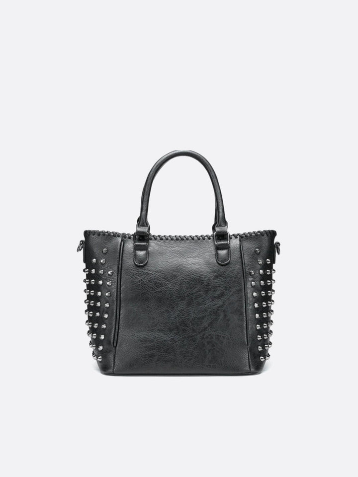 Sac cabas cuir noir clouté<br>Deymos
