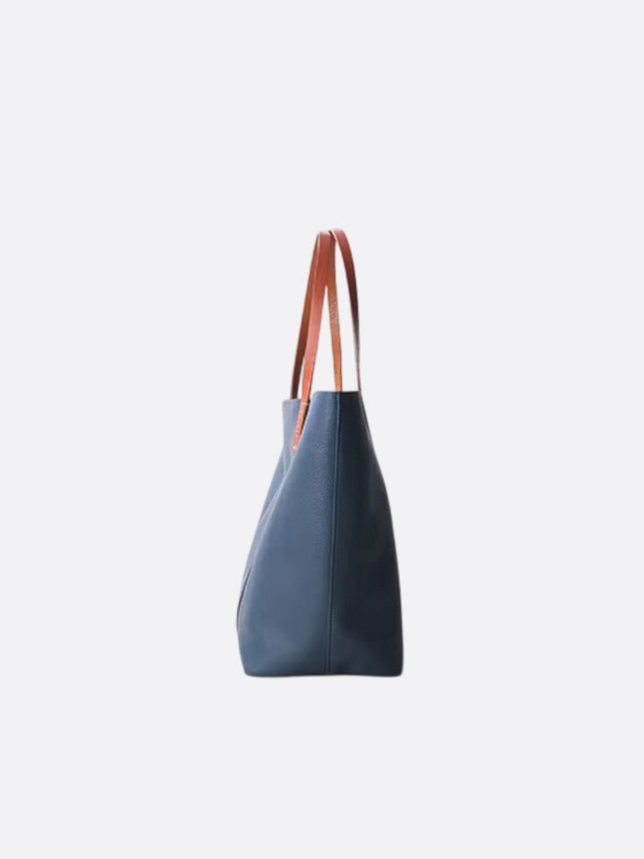 Sac cabas en cuir bleu marine<br>Galet