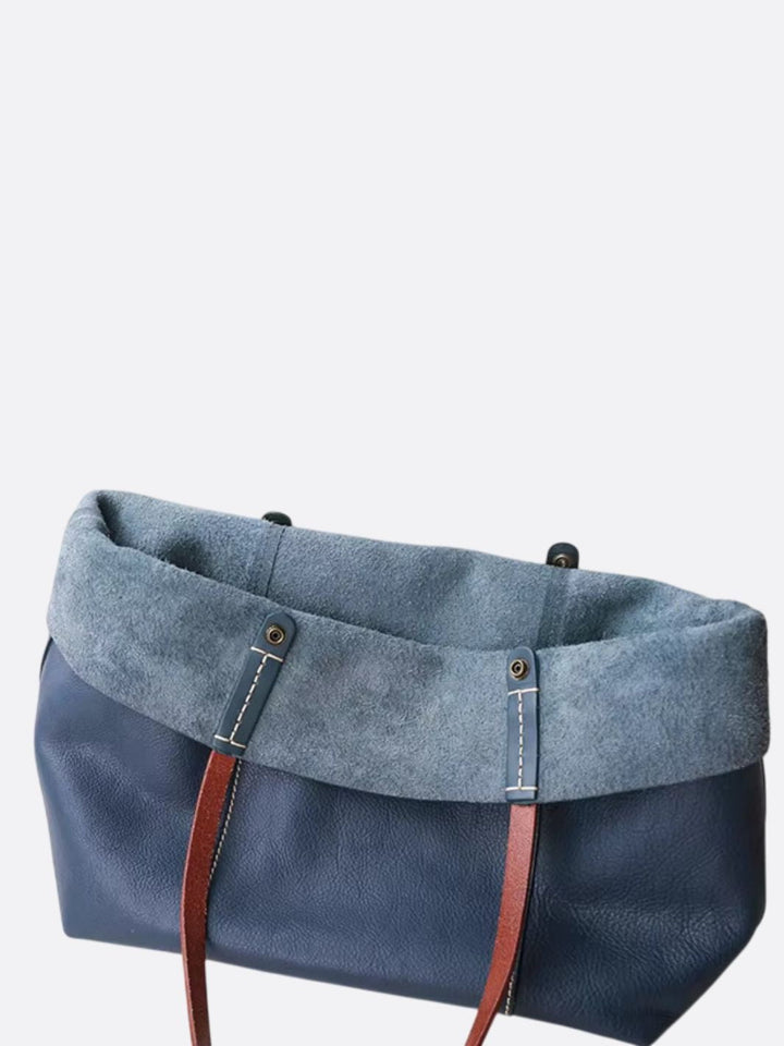Sac cabas en cuir bleu marine<br>Galet