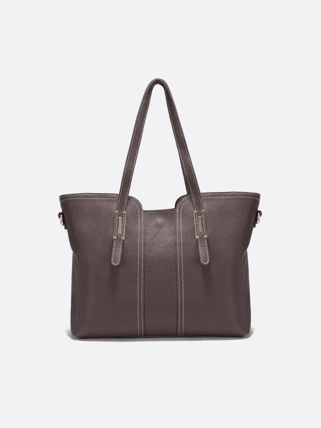 sac cabas cuir grainé gris foncé