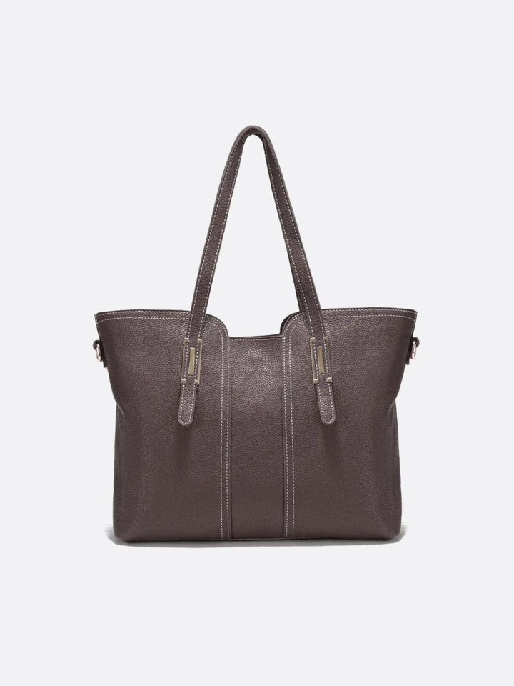 sac cabas cuir grainé gris foncé
