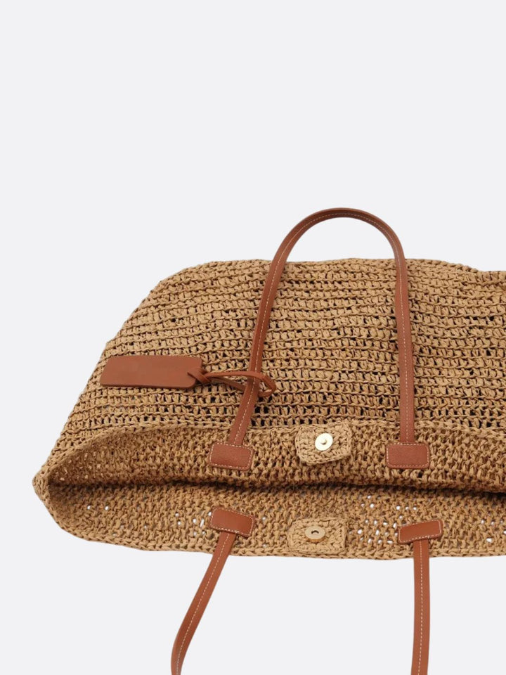 Sac cabas en paille et cuir
