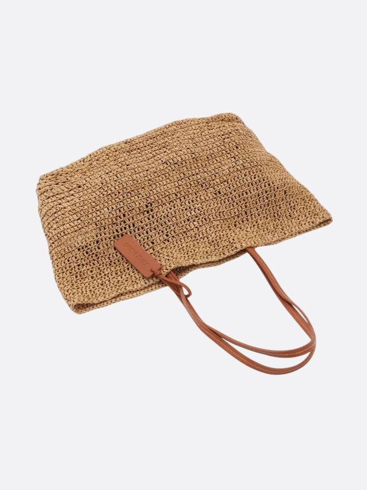 Sac cabas en paille et cuir