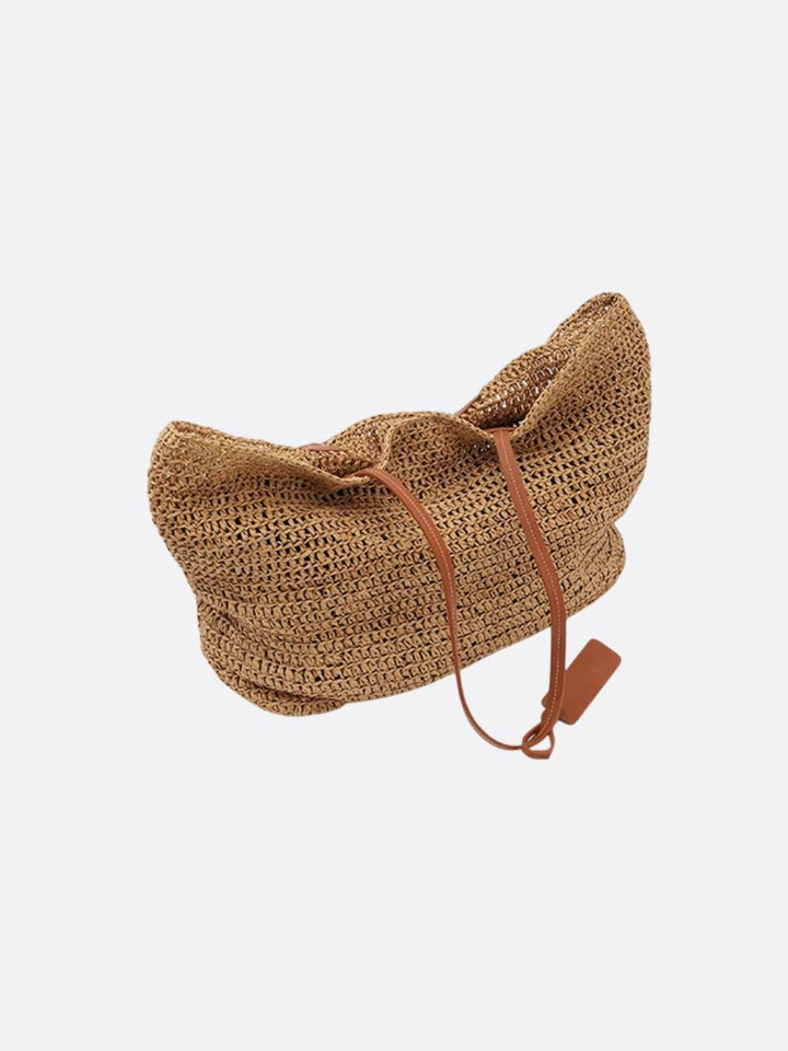 Sac cabas en paille et cuir