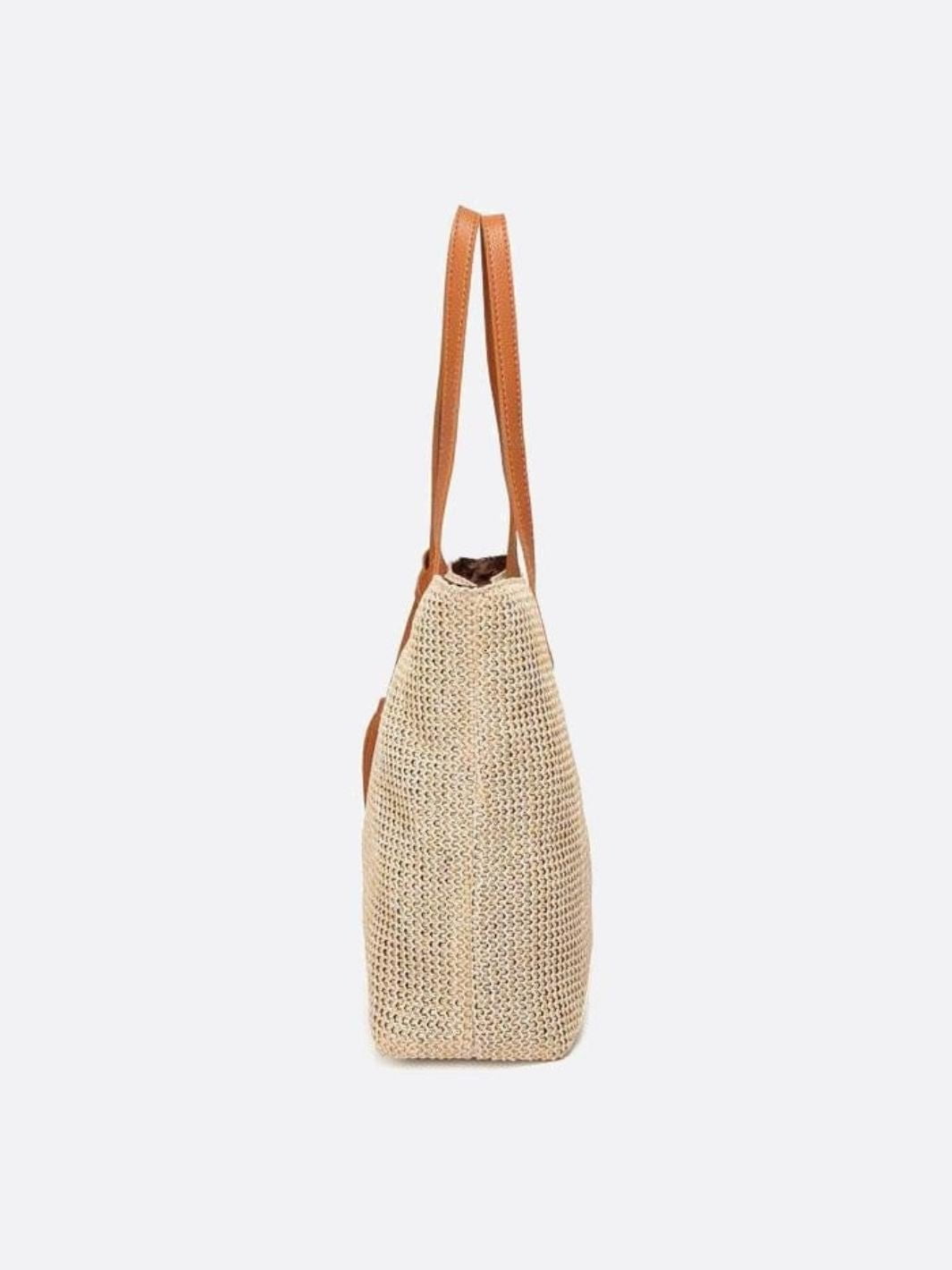 Sac cabas paille avec pompon