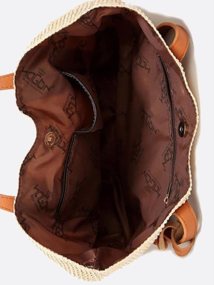 Sac cabas paille avec pompon
