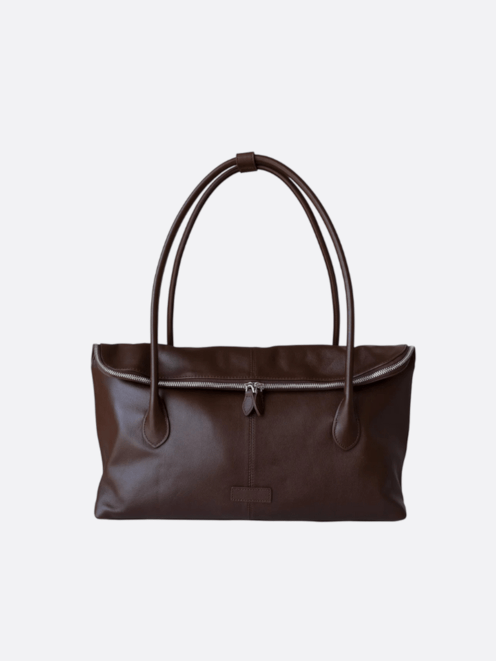 sac cabas rectangulaire cuir marron foncé