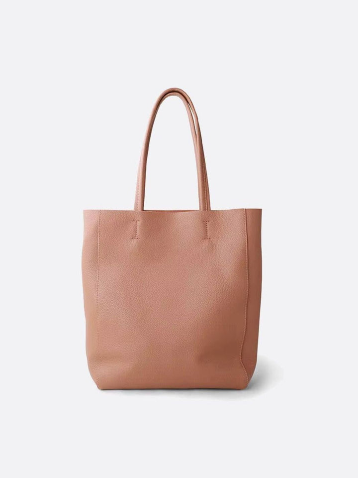 Sac cabas vertical cuir beige