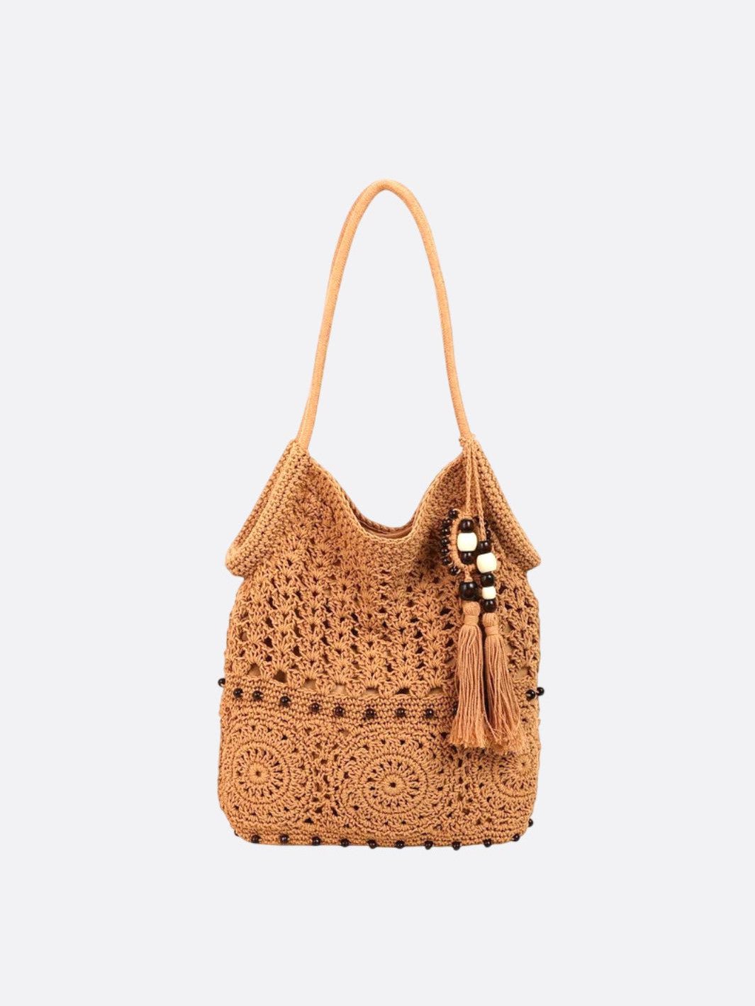 sac crochet marron clair