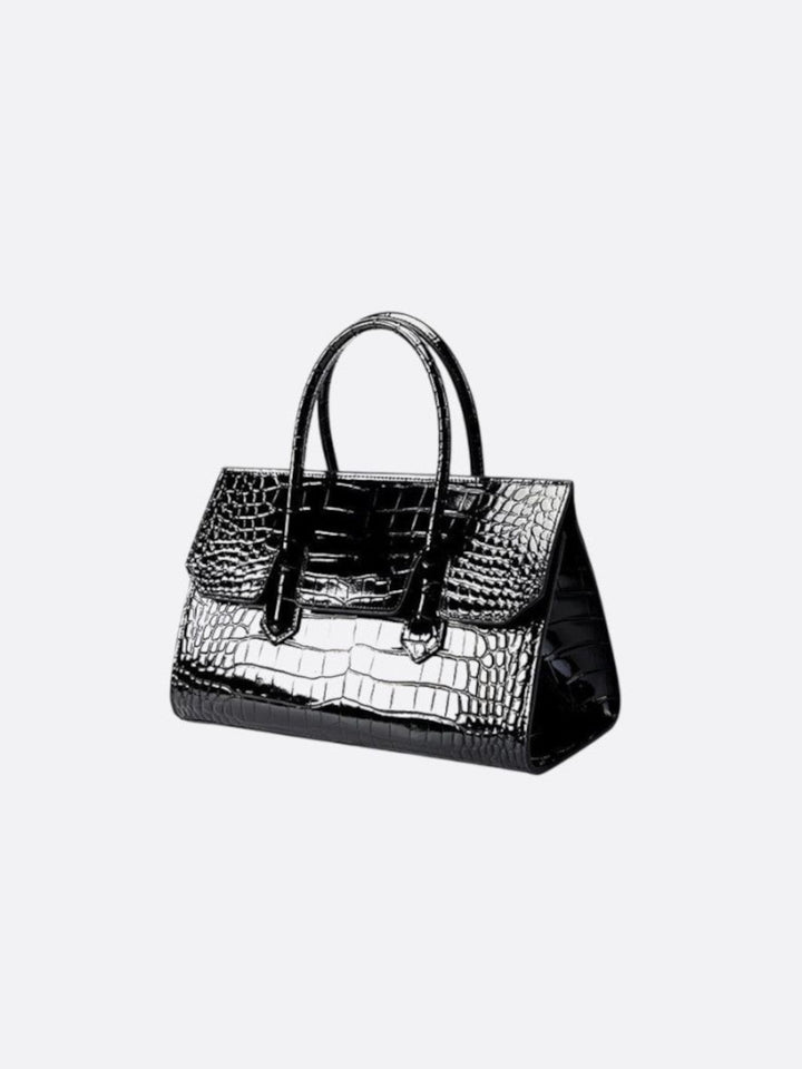 Sac cuir noir femme effet croco