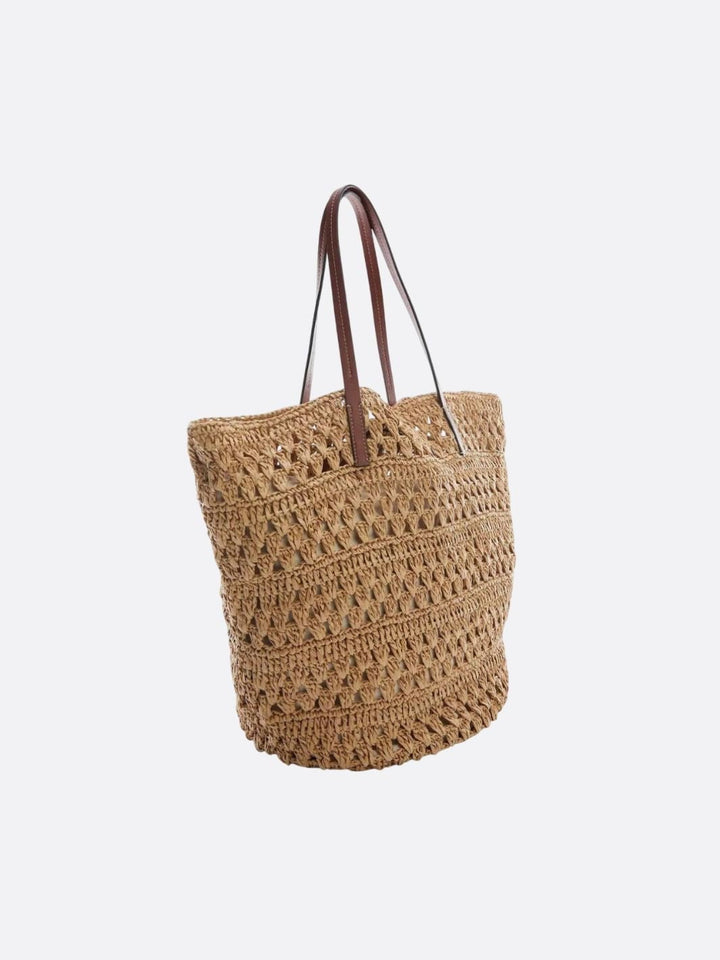 Sac en paille avec anse en cuir