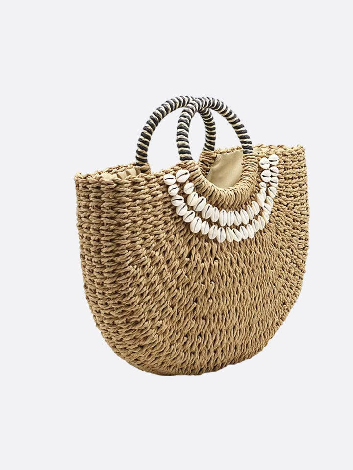sac en paille avec coquillage