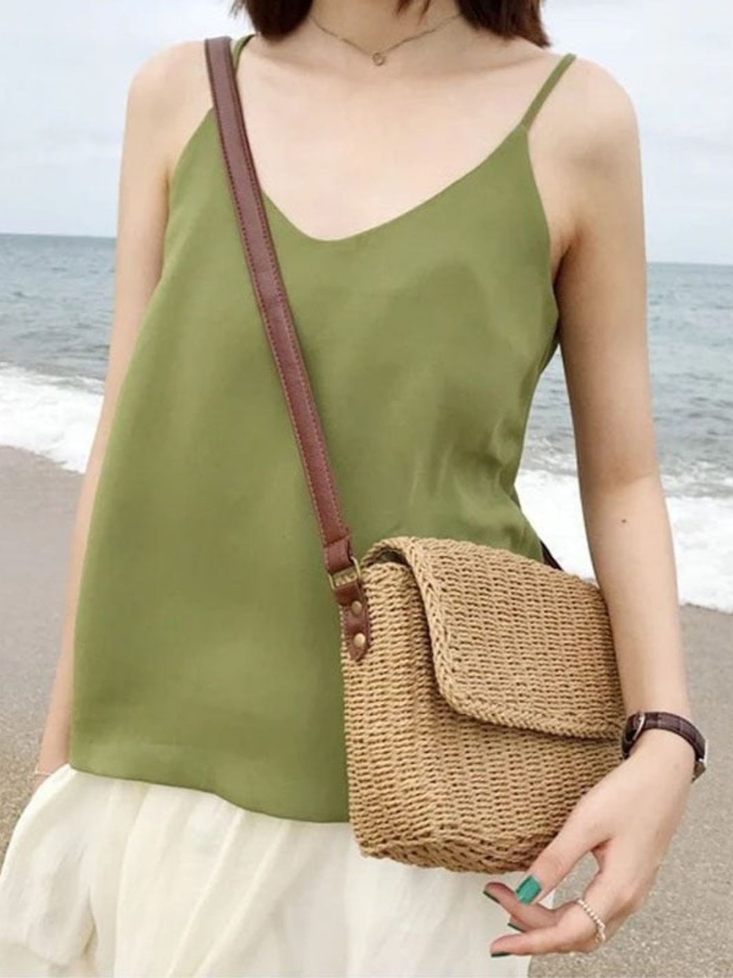 Sac en paille rectangulaire