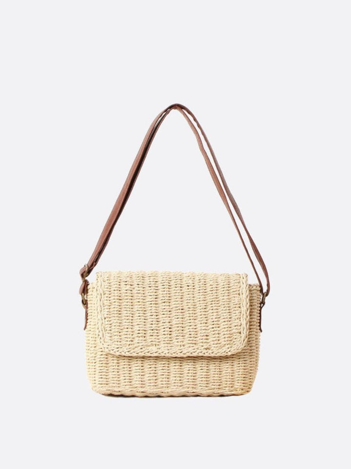 Sac en paille beige rectangulaire