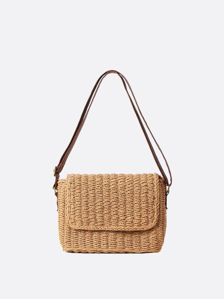 Sac en paille marron clair rectangulaire