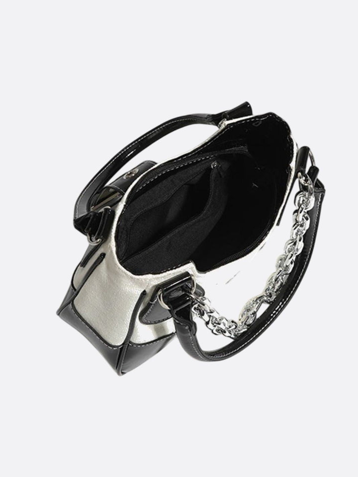 Sac épaule toile et cuir