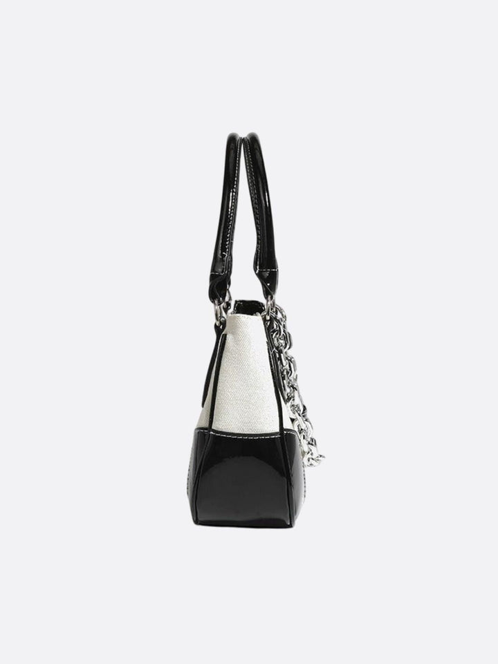 Sac épaule toile et cuir