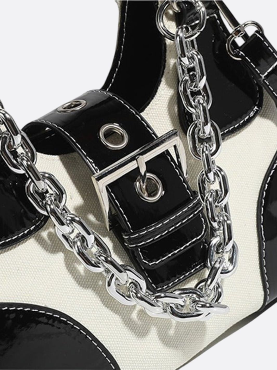 Sac épaule toile et cuir