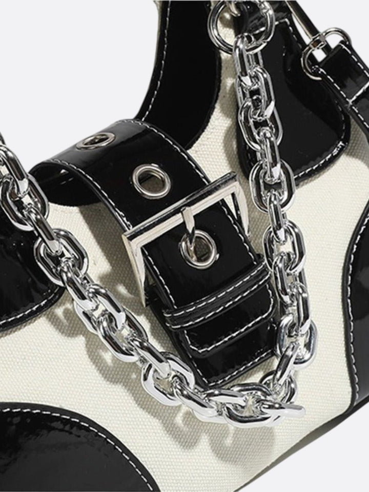 Sac épaule toile et cuir