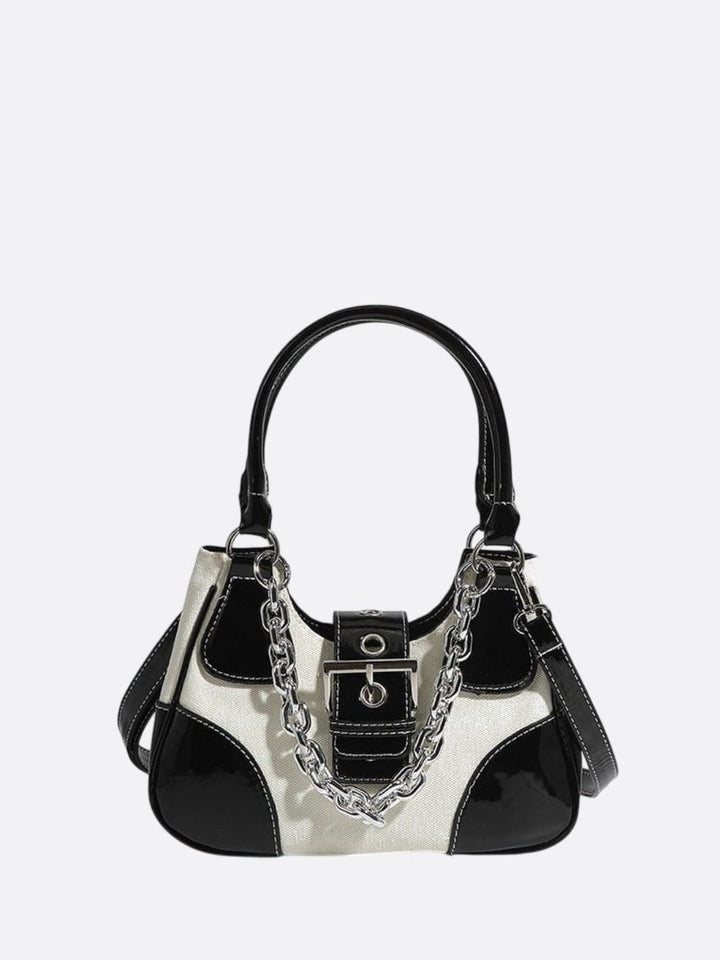 sac toile et cuir noir et blanc