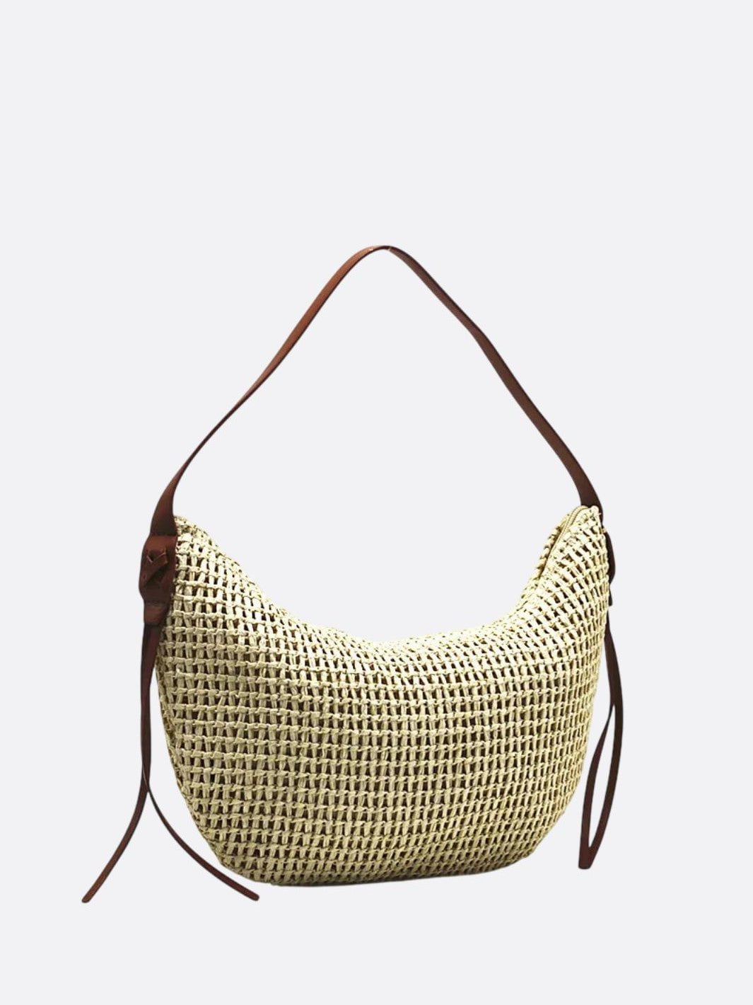 sac paille beige amande