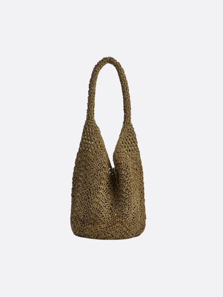 sac paille fourre-tout marron foncé