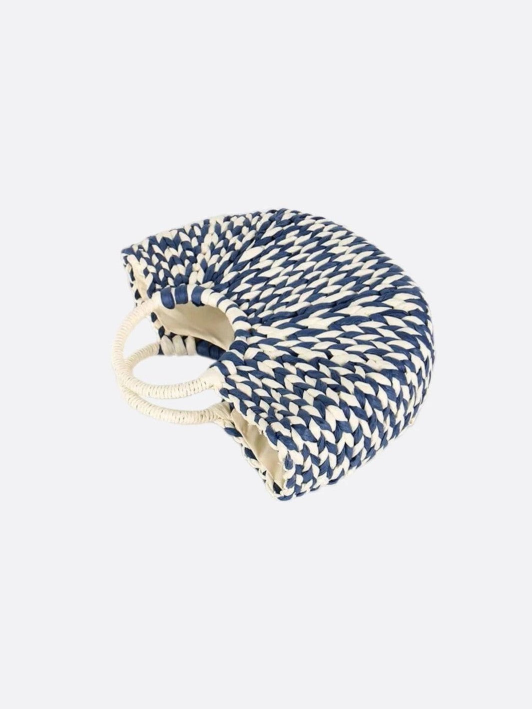 Sac panier en osier bleu et blanc<br>Marina