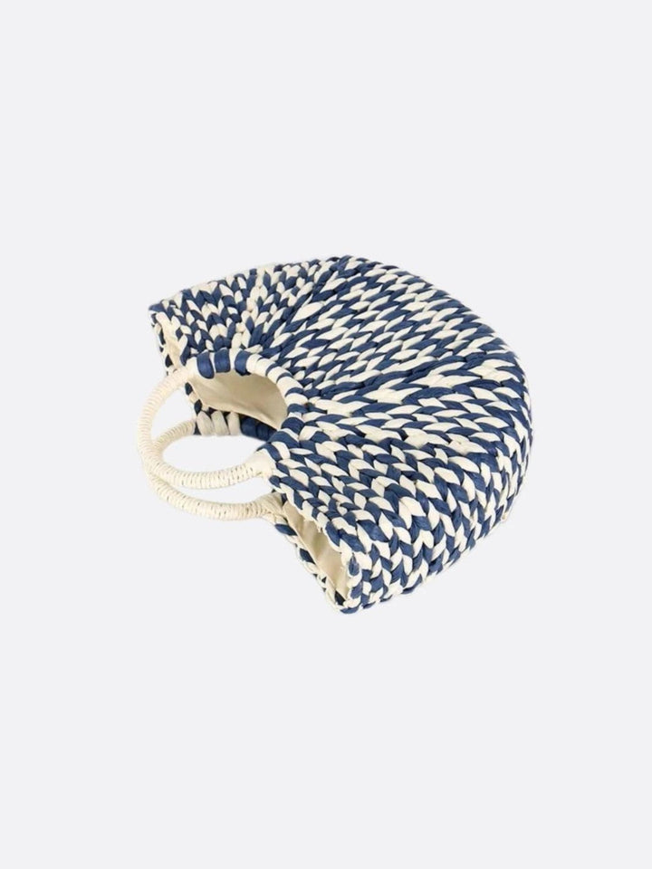 Sac panier en osier bleu et blanc<br>Marina