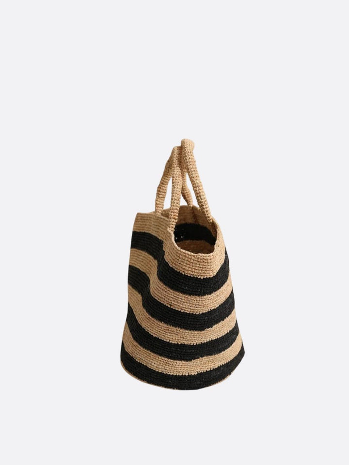 Sac panier en raphia avec rayures
