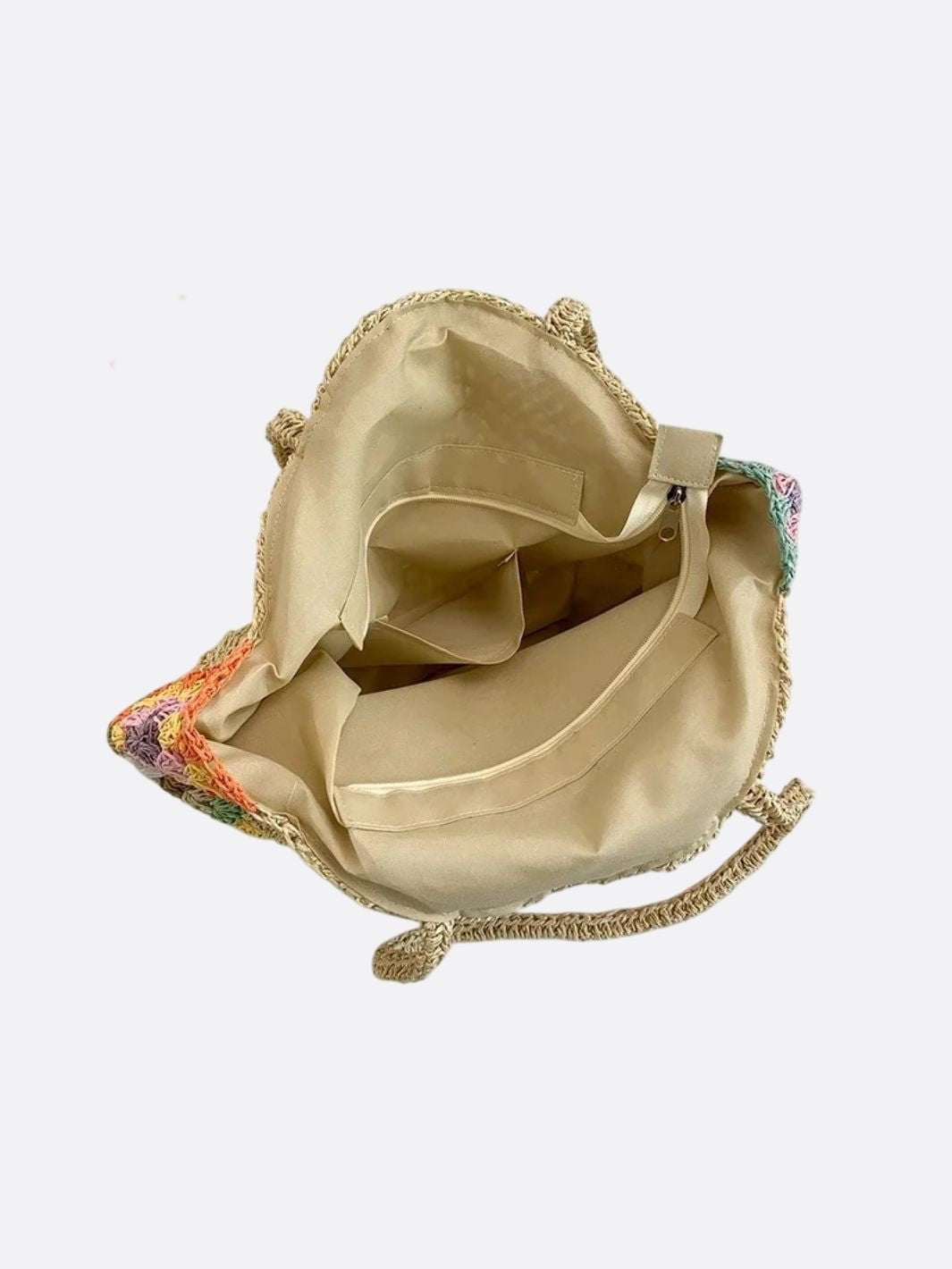 Sac rond en paille et crochet