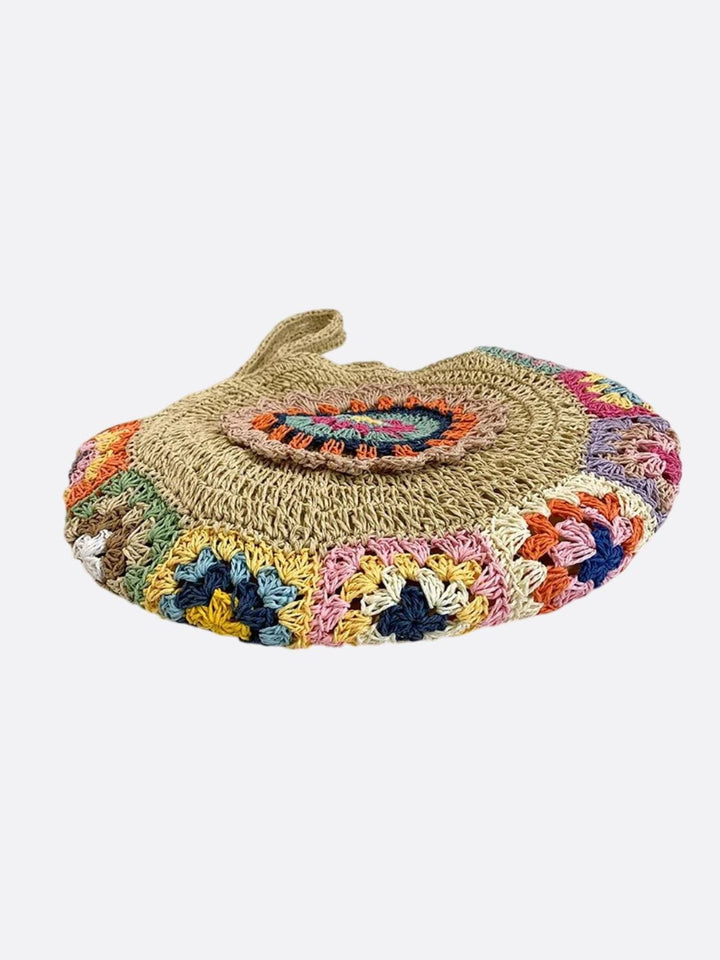 Sac rond en paille et crochet