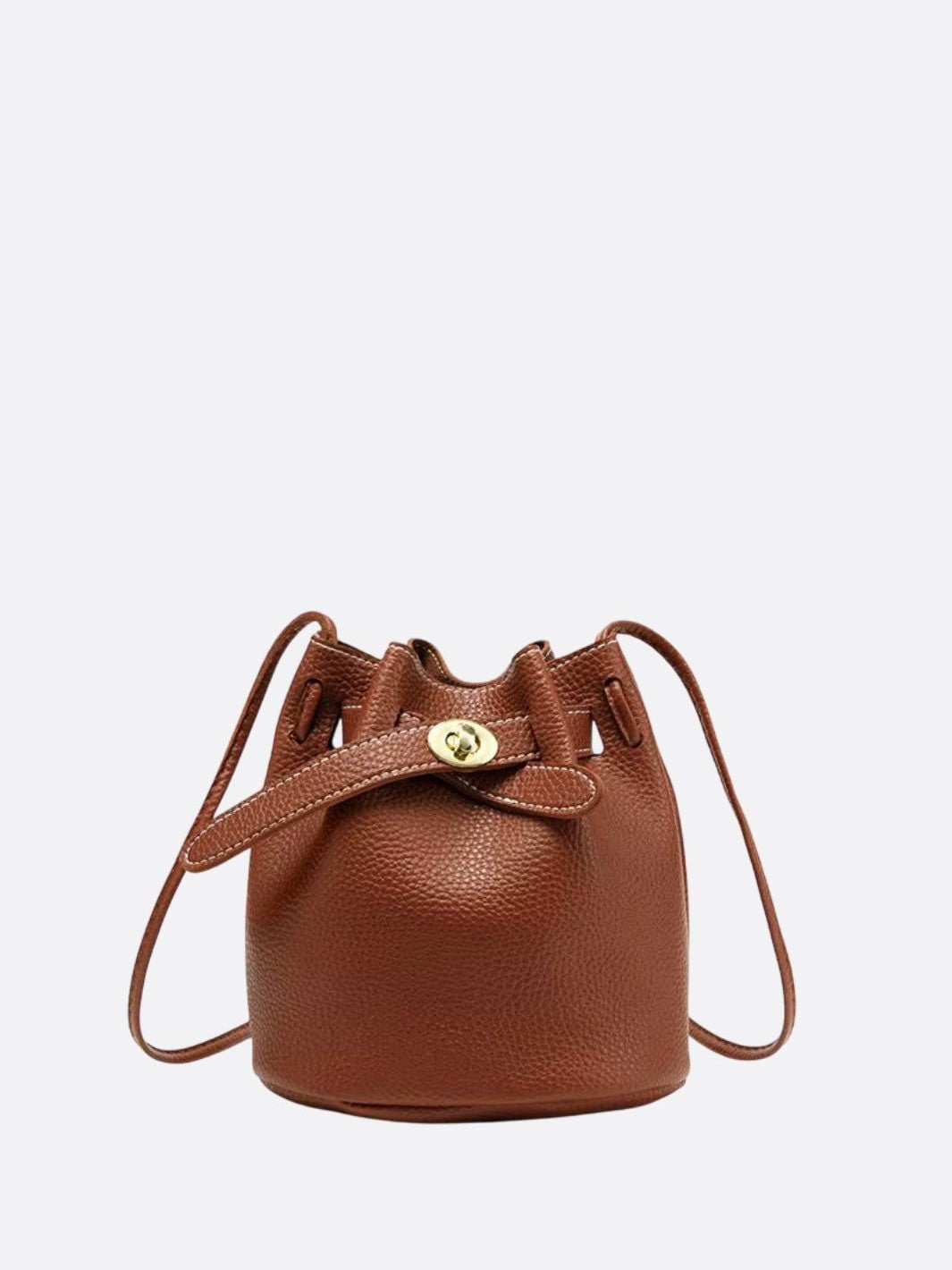 sac seau cuir marron